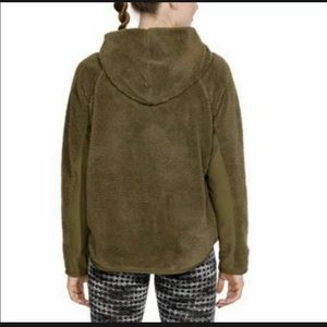 NWT Nike Sherpa Thermal Hoodie Olive Green Black AR7404-395 Women’s Size Medium